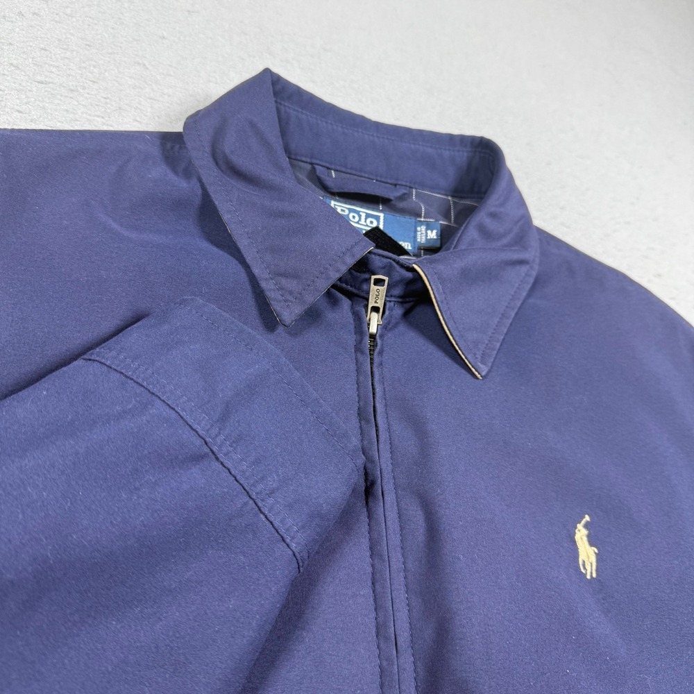 Polo Ralph Lauren Mens Harrington Jacket Navy Blue Full Zip Pony Logo Medium